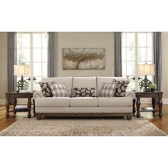 a living room scene with focus on the sofa