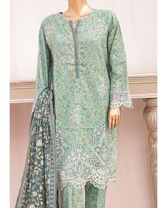 👉🏻 Price Rs. 5000/- 👉🏻"POST EID COLLECTION - THREE PIECE" 👉🏻Item Code (121215) 👉🏻 DETAILS: Elegant Printed Shirt Embellished With Schiffli Embroidery Along With Printed Lawn Dupatta And Plain Trouser. 👉🏻BRAND: Shan-O-Shoukat Apparel's Featuring "Bin Saeed - Chand Bagh" 👉🏻SIZE: (Small, Medium, Large) 👉🏻MEASUREMENTS: Shirt Length: 40.5" Chest: Small 19 / Medium 21 / Large 23 Sleeves Length: 22" Trousers Length: 38.5" 👉🏻 Colours: (Prints as Shown) 👉🏻STUFF: Cotton Lawn (Summers) 👉🏻 WHAT'S INCLUD... Stylish Short Dresses, Embroidered Dupatta, Eid Collection, Cotton Suits, Embroidered Shirt, Three Piece, The Outfit, Short Dresses, Size Chart