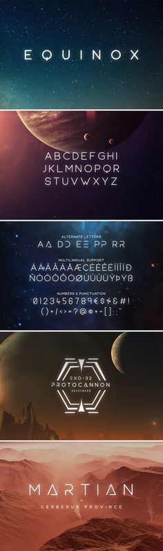 an image of some type of font that looks like planets and stars in the sky