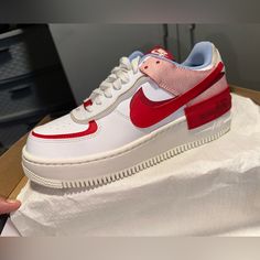 Brand New Air Force 1 Shadow (Never Worn) Nike Air Force Shadow Red, Nike Af1 Shadow, New Air Force 1, Shadow Color, Air Force 1 Shadow, Nike Red, Air Force 1, Womens Shoes Sneakers, Air Force