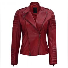 Jannie Red Wax Real Leather Jacket Brand New With Tag