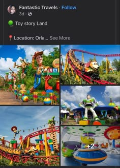 an image of the amusement park with many different rides and attractions on it, including toy story land, location ohana see more