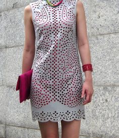 Creative Fabric, Laser Cut Dress, Laser Cut Design, Lazer Cut, Cut Clothes, Pink Theme, Cut Dress, The Shift, Pink Themes