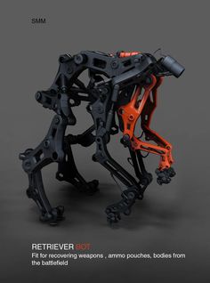 an orange and black robot is shown in this advertisement