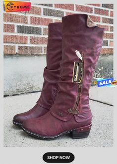 Vintage Casual Pleated Zip Riding Boots Casual Wide Calf Boots For Riding, Casual Moto Boots With Round Toe For Riding, Casual Moto Boots For Riding With Round Toe, Casual Round Toe Moto Boots For Riding, Casual Moto Boots For Fall Riding, Casual Moto Boots For Riding In Fall, Casual Knee-high Moto Boots For Riding, Casual Riding Boots For Fall, Casual Knee-high Riding Boots