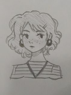 a drawing of a girl with curly hair