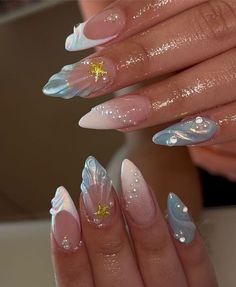 Birthday Nail Designs, Cute Simple Nails, Mermaid Nails, Cute Gel Nails, Vacation Nails, Beach Nails, Birthday Nails