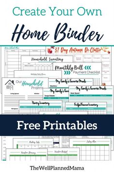 Home Planning Binder, New Home Binder Free Printables, Life Planning Binder, Family Binder Free Printables Emergency Preparedness, House Management Printables, Family Binder Ideas, Home Budget Printables Free, Free Home Organization Printables, Organize Your Life With Binders