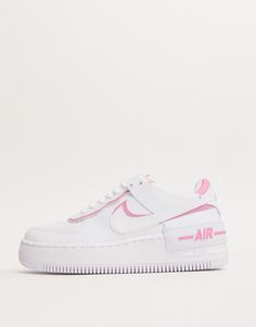 White And Pink Sneakers, Shadow Outfit, Outfit Ideas Pink, Pink Trainers, Pink Nike Shoes, Air Force Shoes, Basket Nike