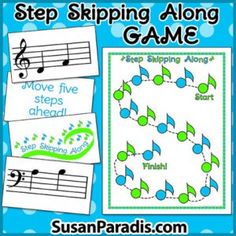 the steps to singing along game is shown with music notes and trebles on it