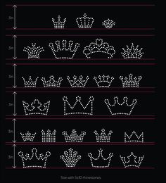 the sizes of crowns are shown in red and white