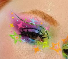 Fun Eye Looks, Crazy Eyeshadow Looks, Vivid Makeup, Crazy Eyeshadow, Playful Makeup, Birthday Makeup Looks, Funky Makeup, Cute Eye Makeup, Fun Makeup