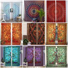 many different types of curtains with designs on them