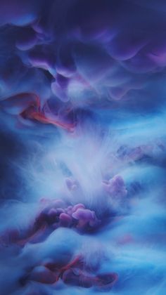 an abstract painting with blue and purple colors