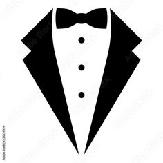 a black and white silhouette of a tuxedo with a bow tie on it