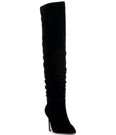 From Jessica Simpson&#x2C; the Emetta Suede Over-the-Knee Boots feature:Suede upperSlight slouchy designPointed toe constructionPartial side zipper closureFabric liningRubber outsoleApprox. 19.1" shaft heightApprox. 16.1" standard calf shaft circumferenceApprox. 17.3" wide calf shaft circumferenceApprox. 3.3" heel heightImported. Wide Calf, Dillard's, Jessica Simpson, Over The Knee Boots, Boot Shoes Women, Over The Knee, Knee Boots, Side Zipper, Bootie Boots