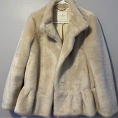 Nwot Kate Spade Champagne Faux Fur Coat Jacket. Super Elegant And Classy, Just Not My Style Anymore! Automatically Glam Up Any Look With This Chic Faux Fur Coat! Only Tried On Once. I Got A Size Too Big And Didn’t Fit Me Right. Size Medium But A Large Could Easily Fit Too! More Details: Funnel Collar Long Sleeves Front Hook-And-Bar Closure Front Slash Pockets Super Soft Fair Fur Construction Lined Length: 26” Arm Length: 21” Faux Fur Face: 100% Modacrylic Faux Fur Back/Sleeve Lining: 100% Polyes Teddy Jacket, Faux Fur Coat, Faux Fur, Champagne, Fur Coat, Kate Spade, Coats Jackets, Jackets & Coats, Jackets For Women