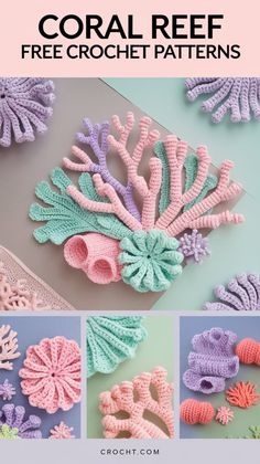 Create a crochet coral reef with these free patterns. Great for showcasing your skills with a beautiful, ocean-inspired design! Two Hour Crochet Projects, Novelty Yarn Crochet Patterns, Crochet Scuba Diver Free Pattern, Crochet Beach Theme, Crochet Sea Shells Pattern Free, Crocheted Sea Creatures, Crochet Manta Ray Pattern Free, Crochet Spring Patterns Free, Cute Crochet Decor