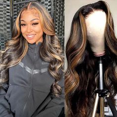 PRICES MAY VARY. 【Highlight Lace Front Wig Human Hair Material】: 100% Unprocessed Brazilian Virgin Human Hair, Soft and Silky, Smooth and Healthy. No Smell, Minimum Shedding, Tangle Free. Can Be Dyed, Curled and Restyled As You Like. 【Ombre Lace Front Wig Human Hair Details】: Hightlight Ombre 1B/30 Colored Lace Front Wigs for Women Pre Plucked with Baby Hair and Natural Hairline, 13x6 Transparent Lace Match All Skin Color Perfectly. 【Highlight Body Wave Lace Front Wig Human Hair Cap Size】: Avera 360 Lace Frontal Wig Ombre, Brown Highlights Lace Wig, Highlight Lace Front Wig, Ombre Lace Front Wig, Light Brown Balayage, Ombre Lace Front, Ombre Highlights, Ombre Lace, Big Curls