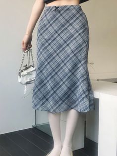 High Waist Bow Accent Plaid Mesh Midi Skirt - AnotherChill Midi Skirt Y2k, Cute Fall Fashion, Preppy Fabric, Midi Skirt Blue, Mesh Midi Skirt, Hip Hop Fashion 90s, Mesh Maxi Skirt, Street Y2k, Oversized Sweater Cardigan