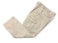 LL Bean Mens Cargo Pants Rugged Utility Canvas Khakis 42x33 Button Pockets Military Khaki Cargo Pants, Baggy Khaki Military Cargo Pants, Khaki Full-length Cargo Pants With Patch Pockets, Khaki Military Cargo Jeans Relaxed Fit, Khaki Military Cargo Pants With Pockets, Online Seller, Mens Cargo, Ll Bean, Cargo Pants Men