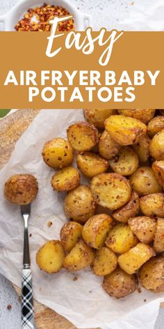 easy air fryer baby potatoes on a cutting board