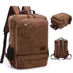 The perfect blend of vintage aesthetics and modern functionality with our Vintage Canvas Travel Backpack. Designed for the adventurous spirit, this backpack is offered in a palette of six versatile colors: black, coffee, khaki, blue, red, and army green, making it a suitable choice for any style preference. Dimensions & Material: Size: The backpack measures approximately 13 inches long, 4.7 inches wide, and 16.5 inches high. Main Material: Crafted from durable canvas, this backpack is built to withstand the rigors of daily use while maintaining a classic, rugged look. Lining Material: Lined with polyester, it ensures the longevity and safety of the contents inside. Color Options: Black: Sleek and timeless, perfect for both casual and professional settings. Coffee: A deep, rich brown that o Korean Shop, Vintage Aesthetics, Leather Roll, Rugged Look, Vintage Canvas, School Fashion, Black Coffee, School Backpacks, Travel Backpack