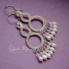 Amade Romantic Pearl Bunches Earrings by ggagatka on DeviantArt Wire Jewelry Earrings, Jewelry Making Earrings, Wrap Earrings