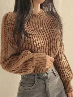 Women's Round Neck Solid Color Casual Long Sleeve Pullover Sweater, Autumn Coffee Brown Casual  Long Sleeve Knitwear Plain Pullovers High Stretch  Women Clothing, size features are:Bust: ,Length: ,Sleeve Length: Winter Sweaters For Women Shein, High Waisted Sweaters, Tight Fall Sweaters, Thick Sweaters Lightinthebox, Cute Sweaters Brown, Sweaters For Women Shein, Pretty Sweaters For Teens, Chunky Sweater Brown, Korean Sweaters Women