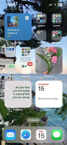 an iphone screen showing the time and date for different things to do in front of it