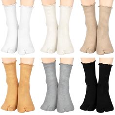 PRICES MAY VARY. Package Quantity: you will receive 6 pairs of big toe separator socks in different colors, gray, khaki, beige, white, black, yellow, suitable for most young men and women; And the good elasticity makes it fit tightly to your calf, not easy to loosen or fall off, bringing you a comfortable wearing experience, please confirm the size before purchasing Breathable and Soft Material: these split toe socks are made of cotton, stretchy and breathable, soft and comfortable, moisture wic Socks Ruffle, Tabi Socks, Toe Separator, Toe Socks, Socks For Men, Gifts For Your Boyfriend, Kinds Of Shoes, Socks And Sandals, Young Men