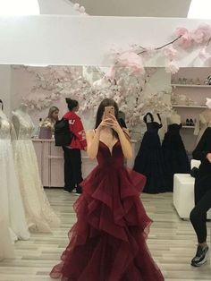 Prom Dress Dark Red, Dark Red Prom Dresses, Prom Dresses Dark Red, Dark Red Prom Dress, Prom Dress Dark, Ruffle Prom Dress, Dream Dream, Strapless Prom Dresses, Spaghetti Strap Prom Dress