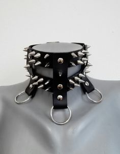 Spiked Choker, Alternative Accessories, Kitten Play Collar, Goth Outfit Ideas, Black Leather Choker, Goth Choker, Rock Punk, Steampunk Clothing, Neck Jewellery