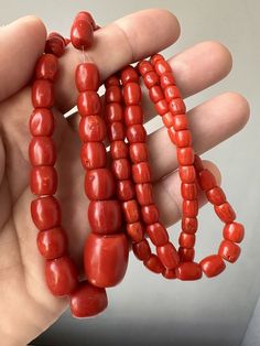 Check out Antique Old Natural Undyed Red Ox Blood Coral Beads Necklace 75 gr, the latest item I added on eBay! #eBay #eBaySeller Red Coral Polished Beads For Jewelry Making, Red Coral Spacer Beads, Round Shape, Red Coral Spacer Beads, Red Coral Round Spacer Beads, Classic Handmade Red Necklace, Traditional Red Rondelle Necklaces, Red Large Beads For Jewelry Making, Red Hand-strung Beads For Jewelry Making, Red Coral Oval Beads Jewelry