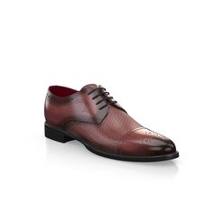 are handcrafted by individual order. Upper material is made by premium leather. Insole and lining materials - leather. Your new shoes will be handcrafted especially for you and delivered for free to your home or office in 1-2 weeks. Included option for free return and remake if the shoes do not fit.Only now all this is available at an exclusive price of $289.00.Proceed with you order now. Formal Lace-up Dress Shoes With Red Sole, Red Goodyear Welted Lace-up Oxfords, Business Lace-up Dress Shoes With Red Sole, Red Brogue Lace-up Leather Shoes, Classic Lace-up Dress Shoes With Red Sole, Red Lace-up Dress Shoes For Semi-formal Occasions, Burgundy Wingtip Dress Shoes With Red Sole, Business Lace-up Leather Shoes With Red Sole, Red Lace-up Oxfords For Semi-formal Occasions