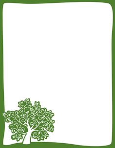 a green and white frame with a tree in the center on a light green background