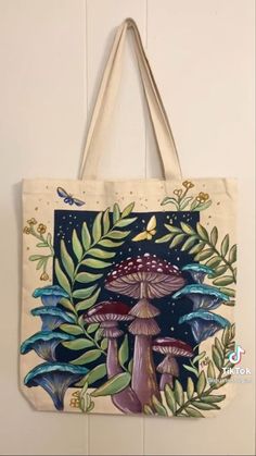 Totebag Painting, Tote Bag Painting Ideas, Bag Painting Ideas, Tote Bag Painting, Painted Tote Bag, Bag Painting