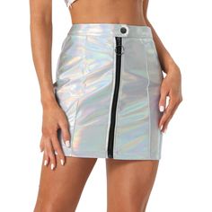 This lively and chic metallic high waist mini skirt adds some fashion to your look. Perfectly match it with your favorite blouse and heels to be a spotlight on any occasion. The A-line metallic skirt adds vivacious style to her wardrobe. This metallic mini skirt is always a party-ready stunner. Suitable for parties and festivals. Occasion: Party, Night Out, Club, etc. Summer Night Out Skirt With Zipper Closure, Trendy Mini Skirt With Side Zipper For Club, Trendy Mini Skirt With Zipper Closure For Club, Spring Club Mini Skirt With Zipper Closure, Trendy Mini Skirt With Side Zipper For Night Out, Fall Party Skirt With Zipper Closure, Trendy Night Out Skirt With Zipper Closure, Trendy Skirt With Zipper For Night Out, Trendy Party Skirt With Zipper Closure