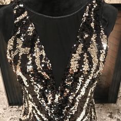 Size 13/14. Stunning Sequence Dress New Never Worn Black Shimmer Dresses For Prom, Black Shimmer Dress For Prom, Black Shimmer Dress For Formal Occasions, Black Shimmer Formal Dress, Silver Contrast Sequin Dress For Night Out, Sequence Dress, Size 13, Black Silver, New Dress