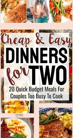 Yummy Low Cost Meals For Two Meal Recipes For Two, Meals For Couples, Cheap Dinners For Two, Extremely Cheap Meals, Easy Dinners For One, Cheap Meals For Two, Dinners For Two, Frugal Meal Planning