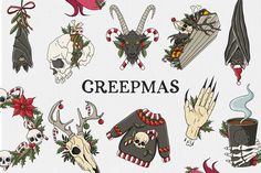 a collection of christmas themed items with the words crepmas