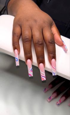 Ambre Nails, Girls Nail Designs, Acrylic Toe Nails, Drip Nails, Simple Acrylic Nails, Short Square Acrylic Nails, Rainbow Nails, Acrylic Nails Coffin Pink, Long Acrylic