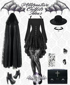 Goth Moodboard, Goth Closet, Rock Chic Outfits, Cute Emo Outfits, Dark Kawaii, Goth Choker