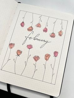 an open notebook with flowers on it and the words journey written in cursive writing