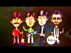 the beatles with their faces painted in different colors