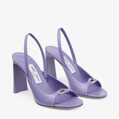 Lev 95 | Tanzanite Nappa Leather Sandals | JIMMY CHOO Purple Sandals, Latest Sandal, White Sandals Heels, Leather Heels Sandals, Sneaker Dress Shoes, Slingback Sandals, Patent Leather Heels, Van Cleef Arpels, Slingback Heel