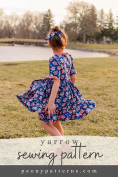 Yarrow by Peony Patterns is a lovely wrap dress with shaped tie closures. It can be sewn sleeveless, with flutter sleeves or with darling mid length sleeves that feature a sweet tie. Options for a full or partial neckline ruffle. The skirt features simple or ruffled styles. Digital PDF pattern for beginners, easy. Fully photographed step by step tutorial. Join our Facebook group for more inspo and advice!