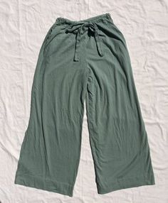 DRAWSTRING PANTS — PANSY Green Wide-leg Bottoms With Drawstring, Green Wide Leg Bottoms With Drawstring, Green Bottoms With Tie Waist For Loungewear, Green Drawstring Wide Leg Pants, Green Loungewear Bottoms With Tie Waist, Relaxed Green Cotton Bottoms, Wide Leg Pants With Tie Waist For Loungewear, Loungewear Wide Leg Pants With Tie Waist, Green Wide Leg Pants With Drawstring