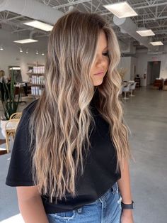 Full Highlight Brown Hair, Easy Blonde Balayage, Partial Highlights For Dark Hair With Money Piece, Dark Roots Faded To Blonde, Bronde Balayage Long Hair, Grown In Blonde Hair, Ashy Highlights Brown Hair, Dirty Blonde Bayalage, Toffee Blonde Hair