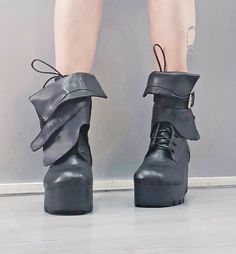 Extravagant Women Boots, Asymmetric Platform Shoes, All seasons, Gothic Women Booties, Leather Ankle Boots, Platform Grunge Boot, Fashion Boots ❤️ Extravagant designs and high quality fabrics! ❤️ Materials & Care Genuine Leather Clean with a soft cloth and cold water ❤️ Shipping ✈ Ready to ship The time I need to prepare an order for shipping varies. For details, see individual items. Priority shipping is used for all our packages: STANDARD SHIPPING * Shipping to USA & Canada - 7-9 days * Shippi Gothic Ankle Platform Boots For Party, Black Steampunk Moto Boots For Alternative Fashion, Gothic Platform Ankle Heeled Boots, Gothic Platform Ankle Boots, Gothic High Ankle Platform Heeled Boots, Gothic Boots With Reinforced Heel And Pointed Toe, Gothic High Ankle Heeled Leather Boots, Gothic High Ankle Leather Heeled Boots, Gothic Leather High Heel Platform Boots